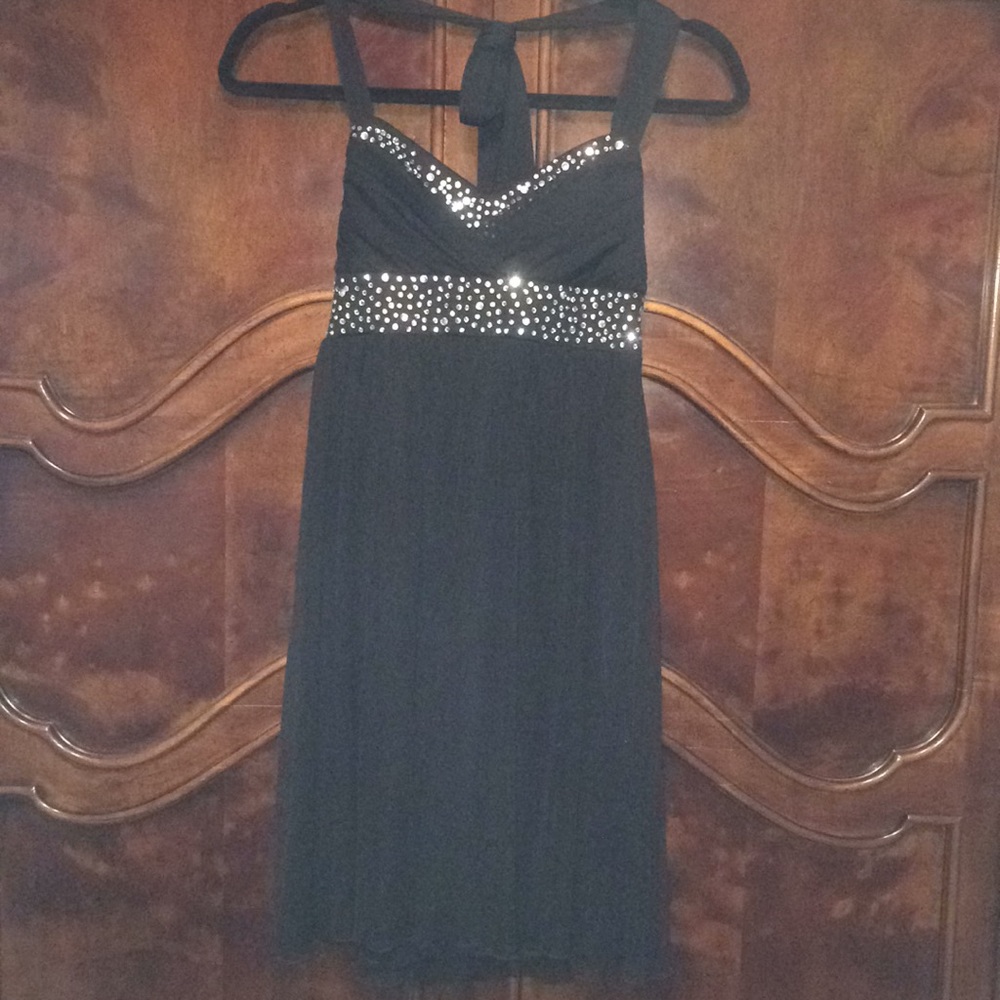 Little Black Dress halter w/ rhinestone detail